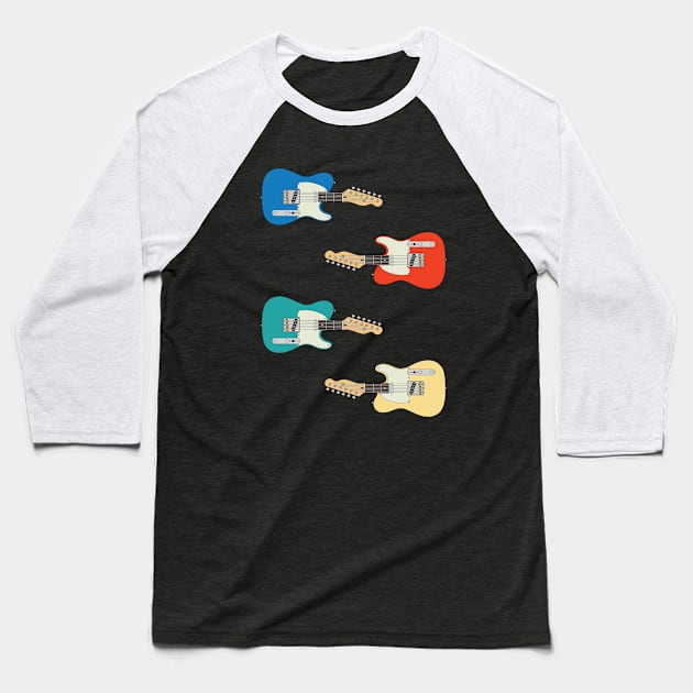 Three Frets T-Style Rosewood Electric Guitar Pack Baseball T-Shirt by nightsworthy